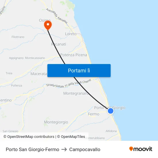 Porto San Giorgio-Fermo to Campocavallo map