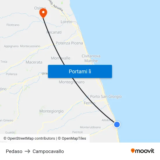 Pedaso to Campocavallo map