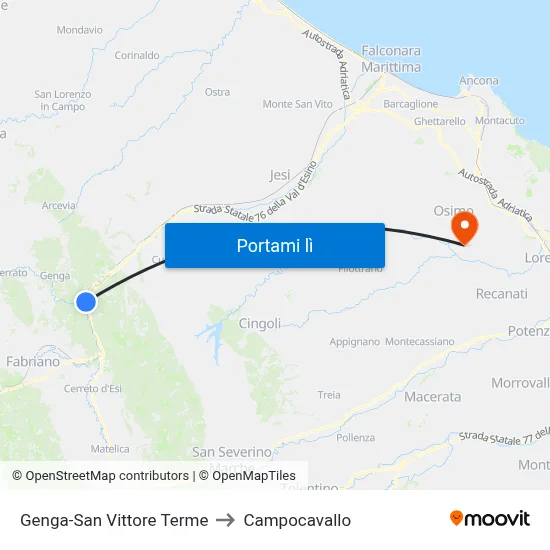 Genga-San Vittore Terme to Campocavallo map