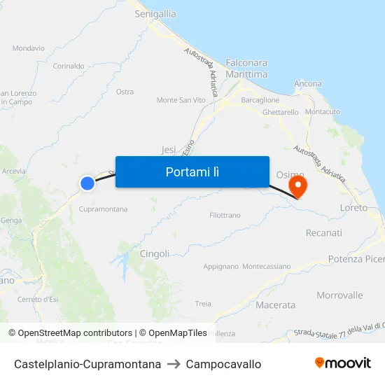 Castelplanio-Cupramontana to Campocavallo map