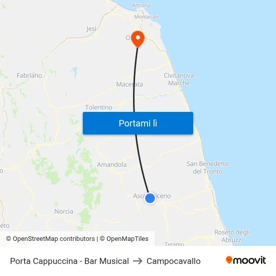 Porta Cappuccina - Bar Musical to Campocavallo map