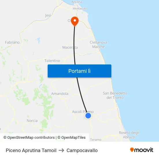 Piceno Aprutina Tamoil to Campocavallo map