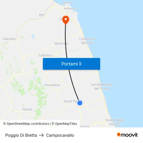 Poggio Di Bretta to Campocavallo map