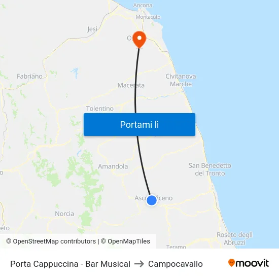 Porta Cappuccina - Bar Musical to Campocavallo map