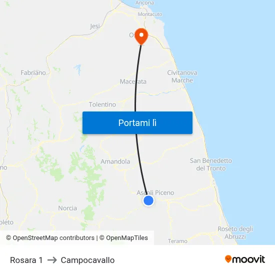 Rosara 1 to Campocavallo map