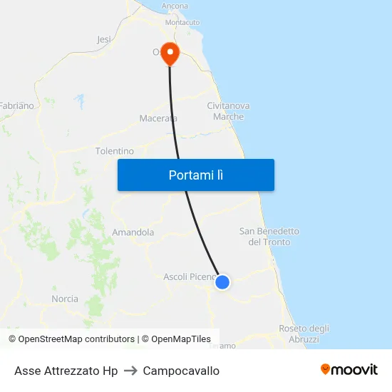 Asse Attrezzato Hp to Campocavallo map