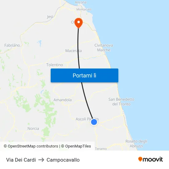 Via Dei Cardi to Campocavallo map