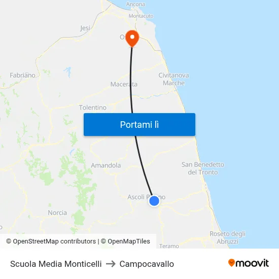 Scuola Media Monticelli to Campocavallo map
