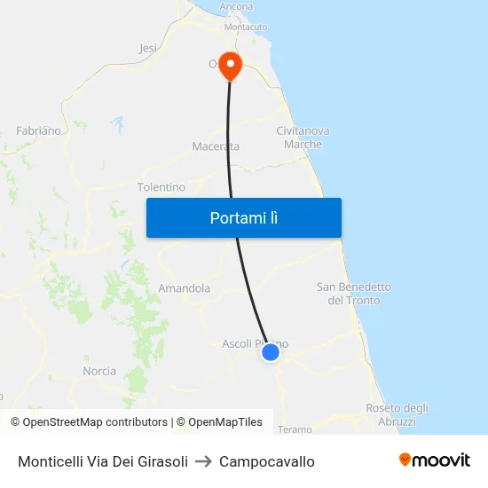 Monticelli Via Dei Girasoli to Campocavallo map