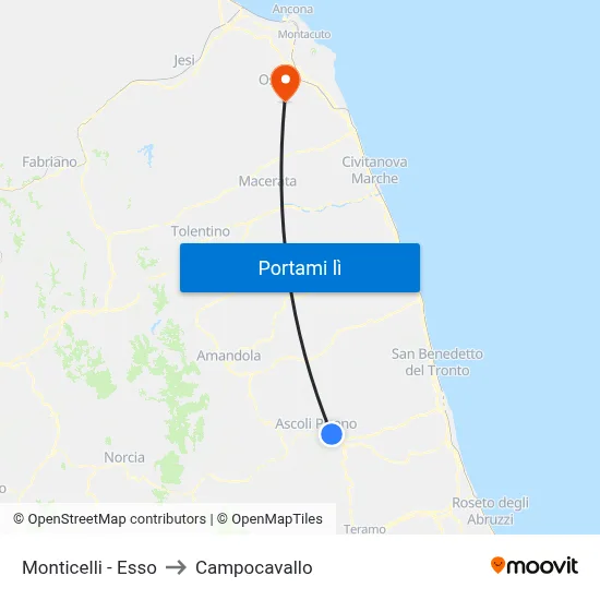 Monticelli - Esso to Campocavallo map