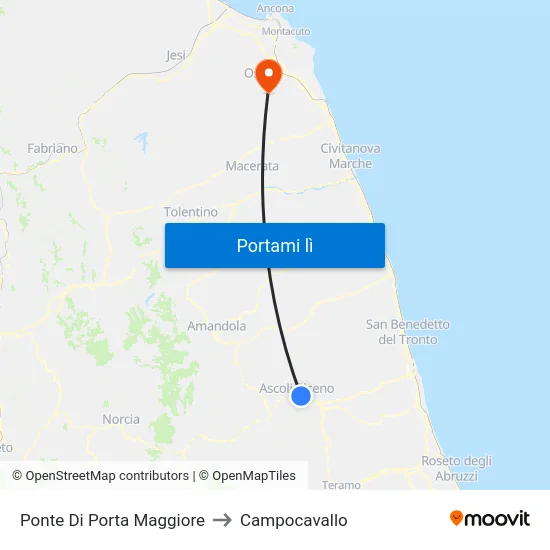 Ponte Di Porta Maggiore to Campocavallo map