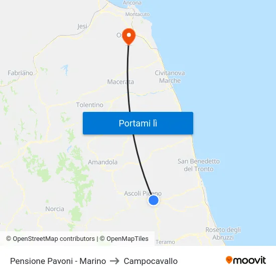 Pensione Pavoni - Marino to Campocavallo map