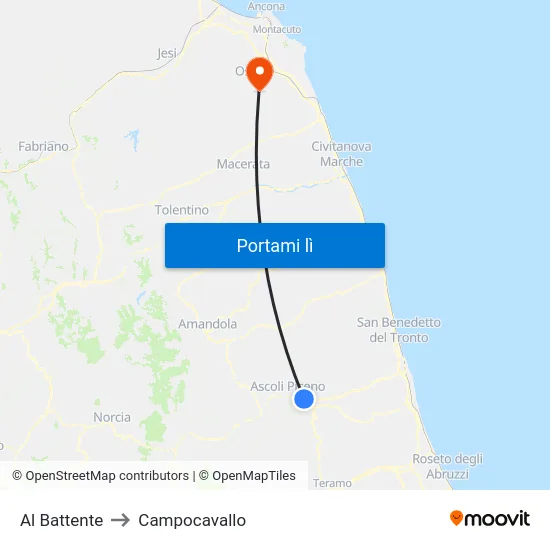 Al Battente to Campocavallo map