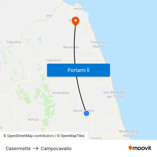 Casermette to Campocavallo map