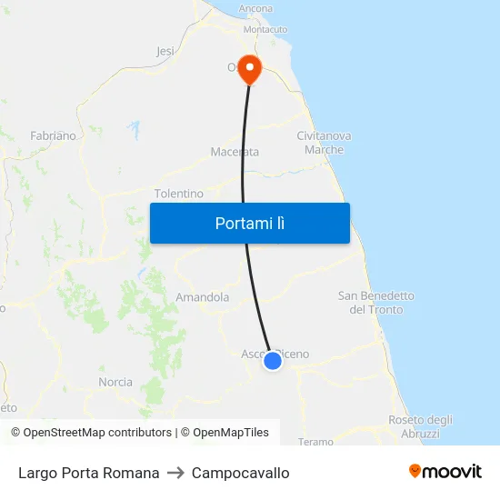 Largo Porta Romana to Campocavallo map