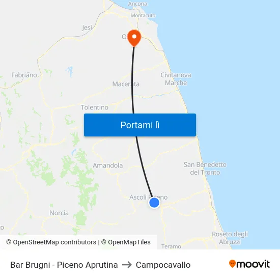 Bar Brugni - Piceno Aprutina to Campocavallo map