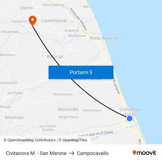 Civitanova M. - San Marone to Campocavallo map