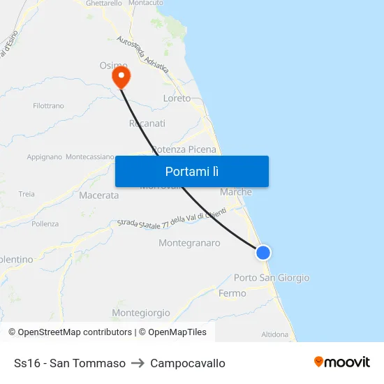 Ss16 - San Tommaso to Campocavallo map