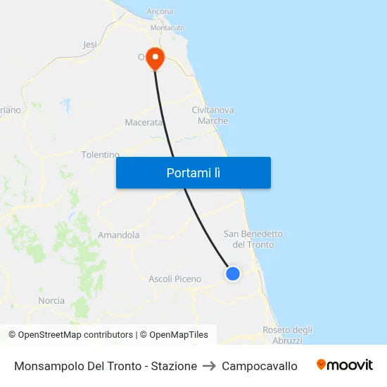 Monsampolo Del Tronto - Stazione to Campocavallo map