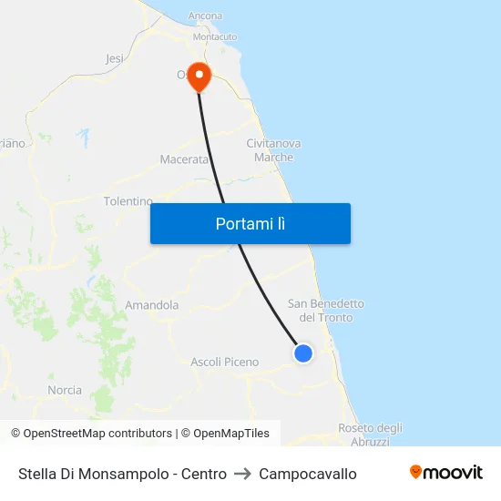 Stella Di Monsampolo - Centro to Campocavallo map