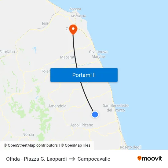 Offida - Piazza G. Leopardi to Campocavallo map
