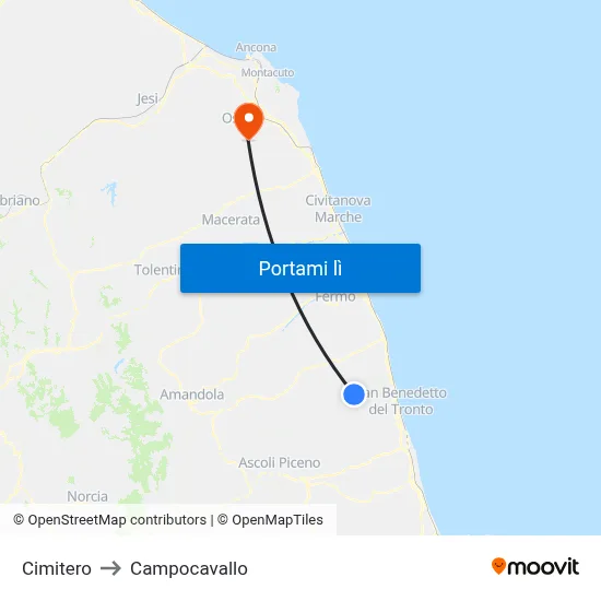 Cimitero to Campocavallo map