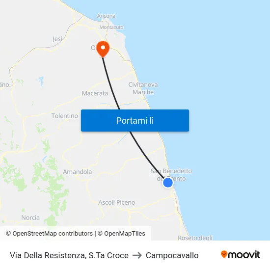 Via Della Resistenza, S.Ta Croce to Campocavallo map