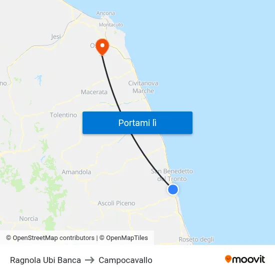 Ragnola Ubi Banca to Campocavallo map