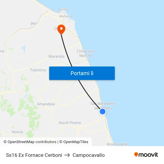 Ss16 Ex Fornace Cerboni to Campocavallo map