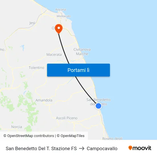 San Benedetto Del T. Stazione FS to Campocavallo map