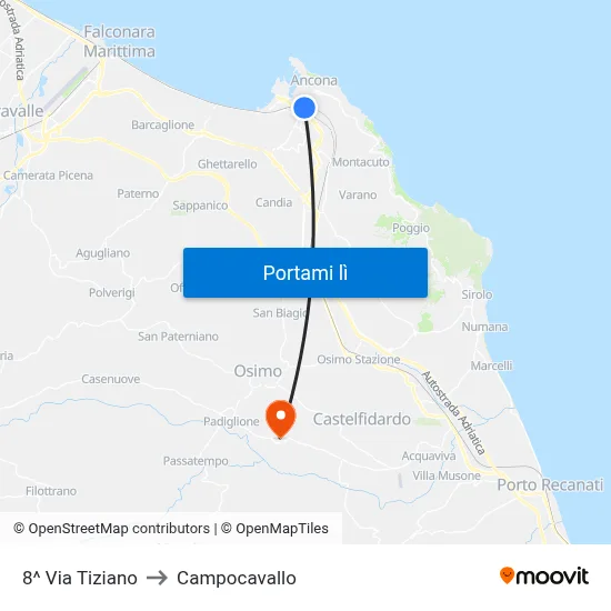 8^ Via Tiziano to Campocavallo map