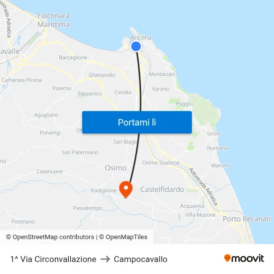 1^ Via Circonvallazione to Campocavallo map