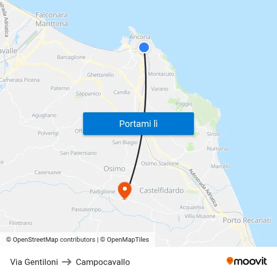 Via Gentiloni to Campocavallo map