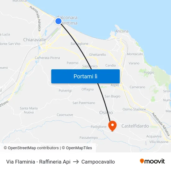 Via Flaminia - Raffineria Api to Campocavallo map