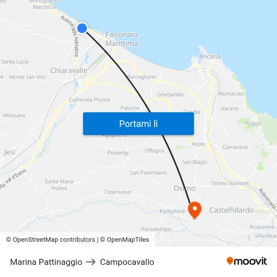 Marina  Pattinaggio to Campocavallo map