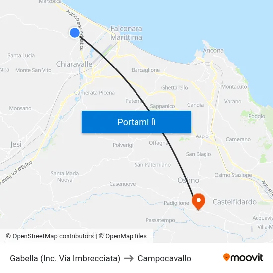 Gabella (Inc. Via Imbrecciata) to Campocavallo map