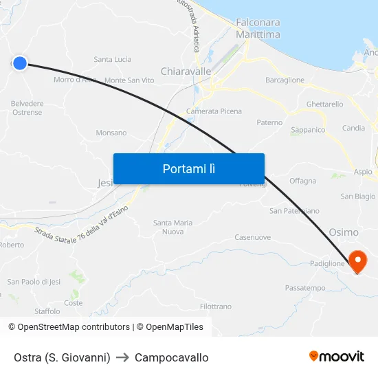 Ostra (S. Giovanni) to Campocavallo map