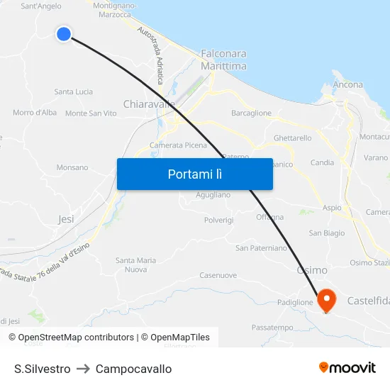 S.Silvestro to Campocavallo map