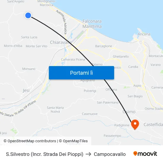 S.Silvestro (Incr. Strada Dei Pioppi) to Campocavallo map