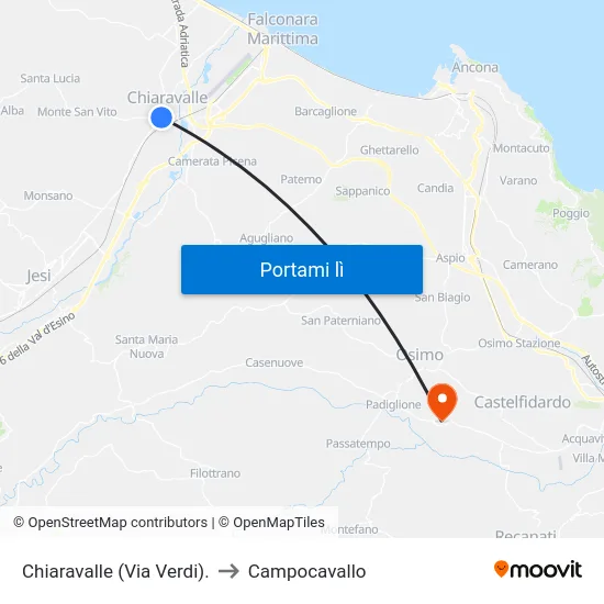 Chiaravalle (Via Verdi). to Campocavallo map
