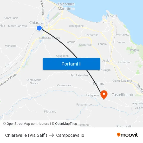 Chiaravalle  (Via Saffi) to Campocavallo map