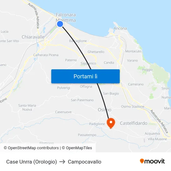 Case Unrra (Orologio) to Campocavallo map