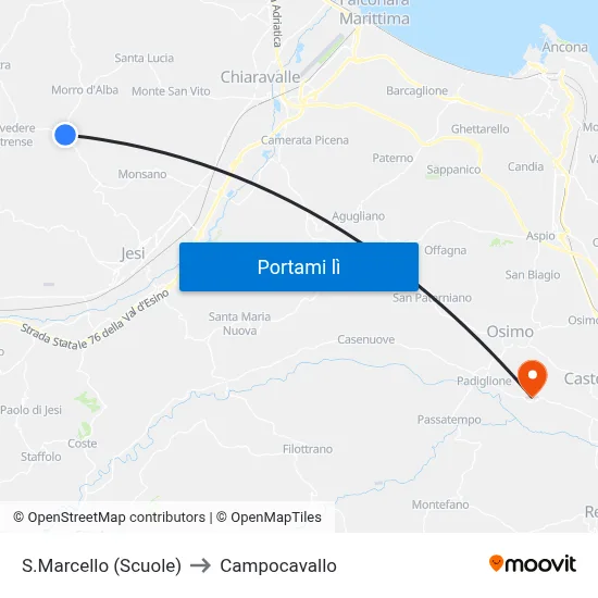 S.Marcello (Scuole) to Campocavallo map
