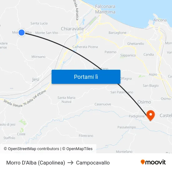 Morro D'Alba (Capolinea) to Campocavallo map
