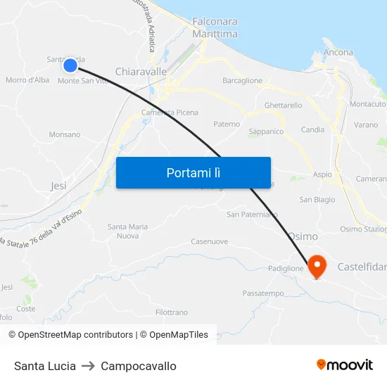 Santa Lucia to Campocavallo map
