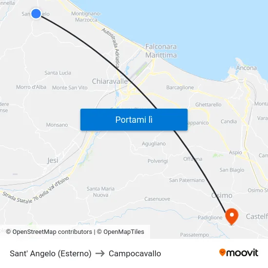 Sant' Angelo  (Esterno) to Campocavallo map