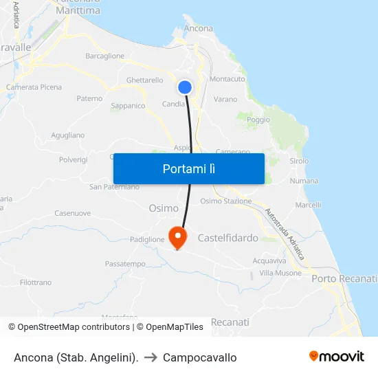 Ancona (Stab. Angelini). to Campocavallo map