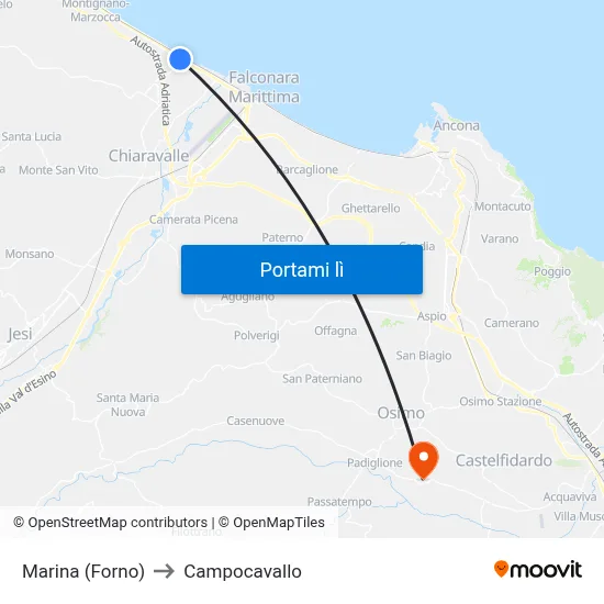Marina (Forno) to Campocavallo map