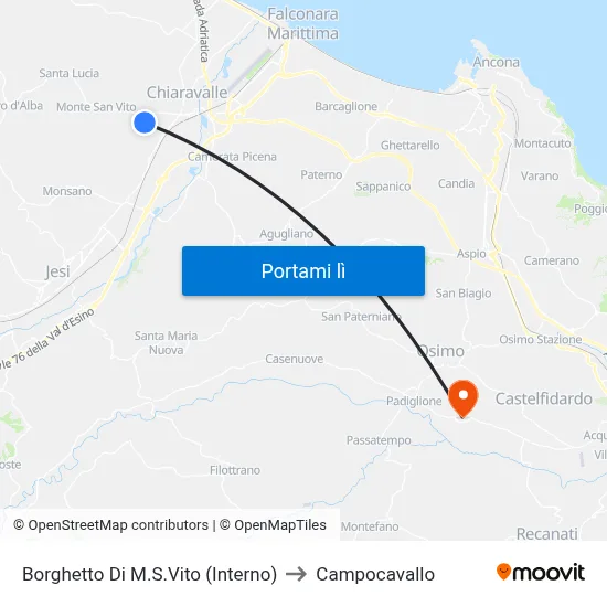 Borghetto Di M.S.Vito (Interno) to Campocavallo map