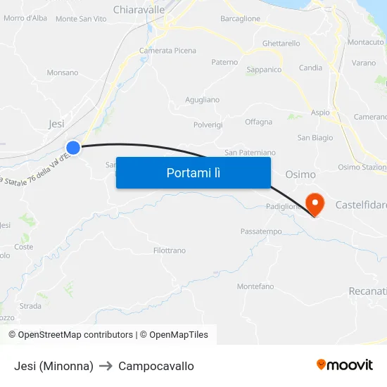 Jesi  (Minonna) to Campocavallo map
